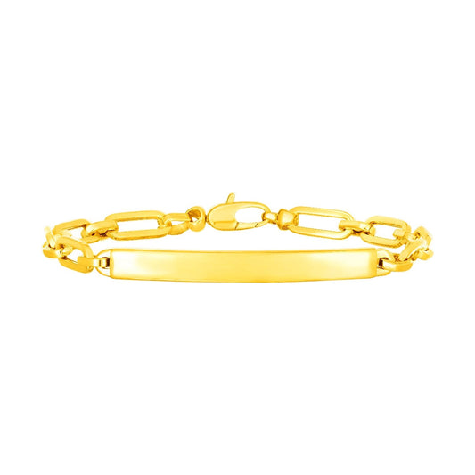 14K Yellow Gold Paperclip Chain ID Bracelet - Alexandria Jewelry & Company Beverly Hills