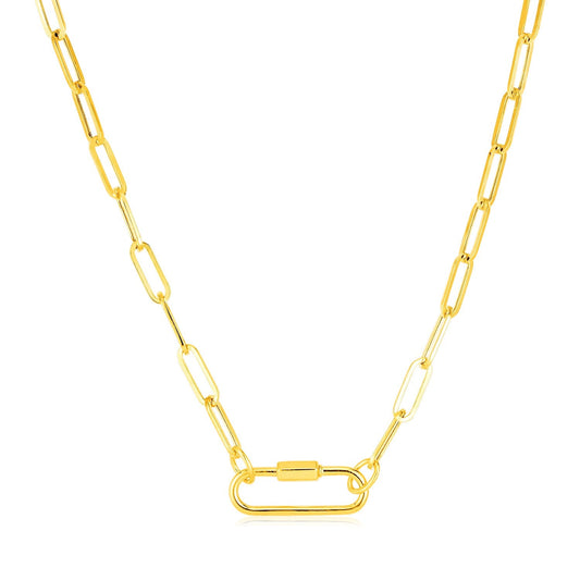 14k Yellow Gold Paperclip Chain Necklace with Oval Carabiner Clasp - Alexandria Jewelry & Company Beverly Hills