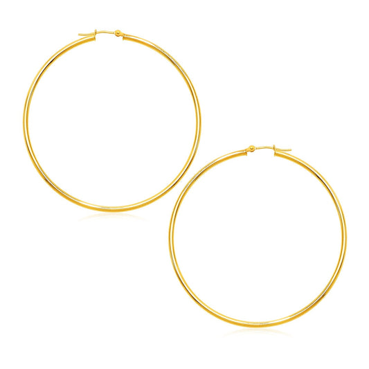 14k Yellow Gold Polished Large Round Hoop Earrings - Alexandria Jewelry & Company Beverly Hills