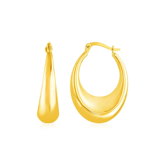 14k Yellow Gold Polished Puffed Hoop Earrings - Alexandria Jewelry & Company Beverly Hills