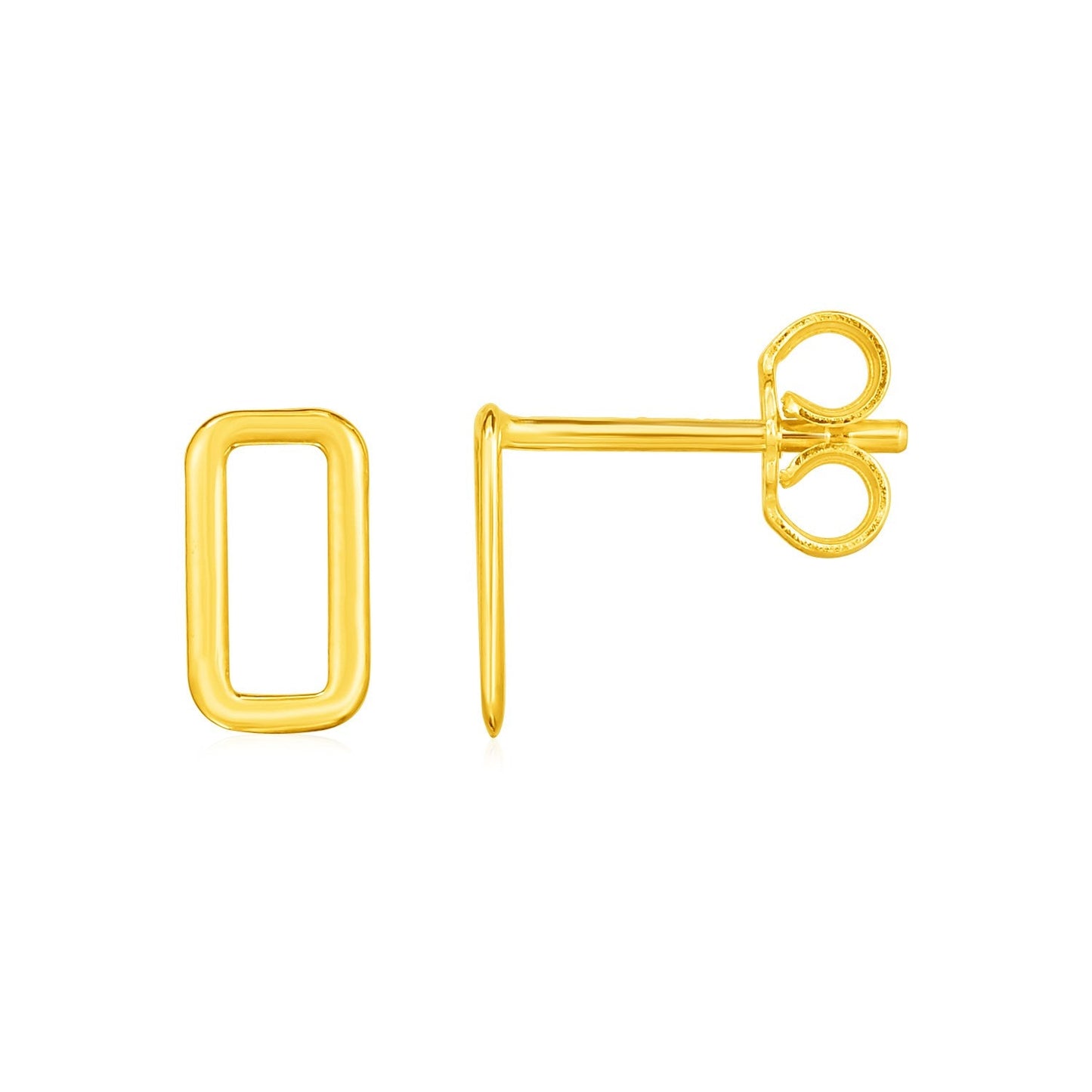 14k Yellow Gold Post Earrings with Open Rectangles - Alexandria Jewelry & Company Beverly Hills