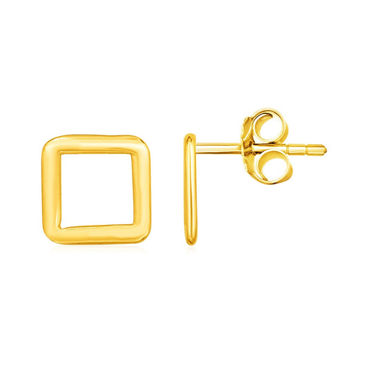 14k Yellow Gold Post Earrings with Open Squares - Alexandria Jewelry & Company Beverly Hills