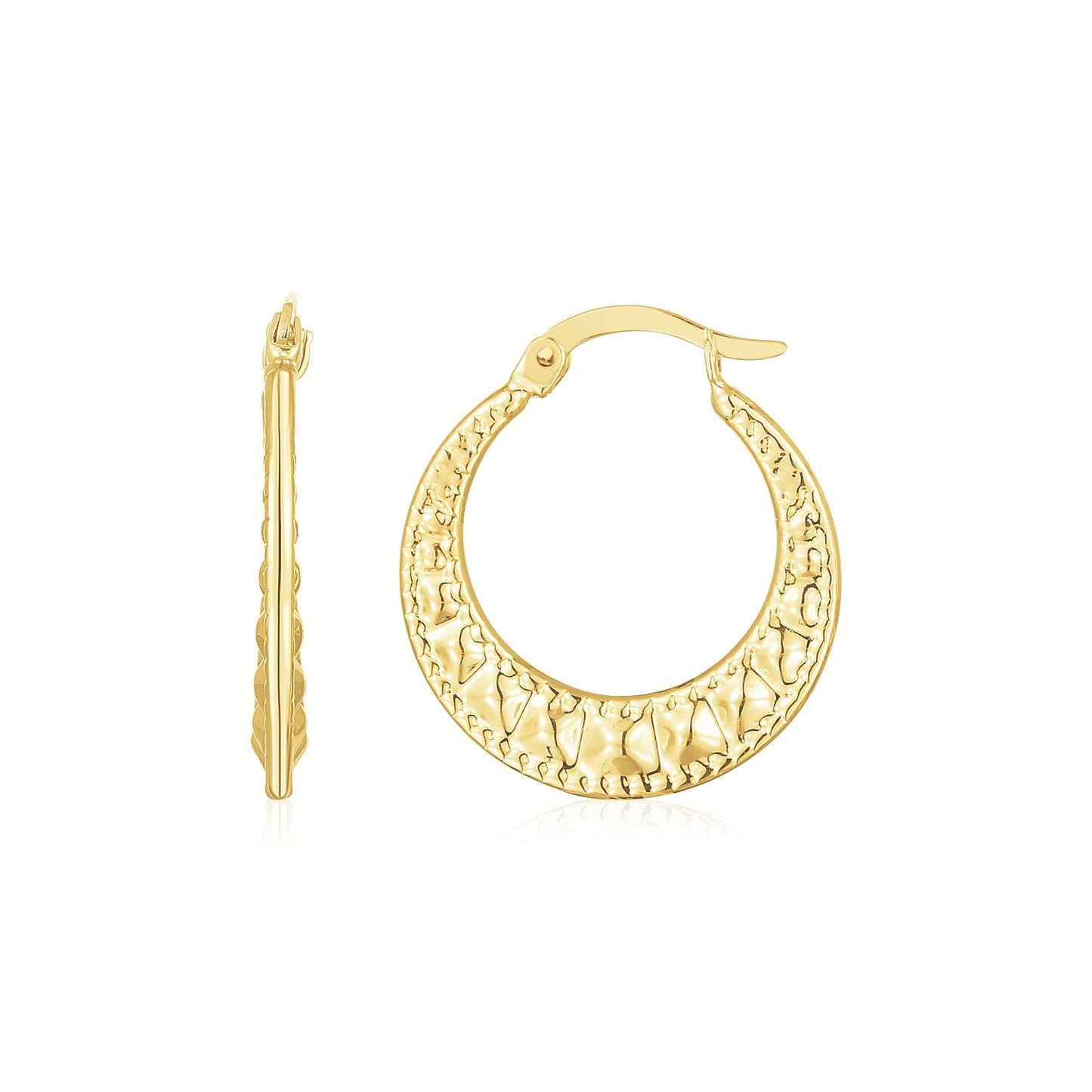 14K Yellow Gold Puffed Wavy Textured Hoops - Alexandria Jewelry & Company Beverly Hills