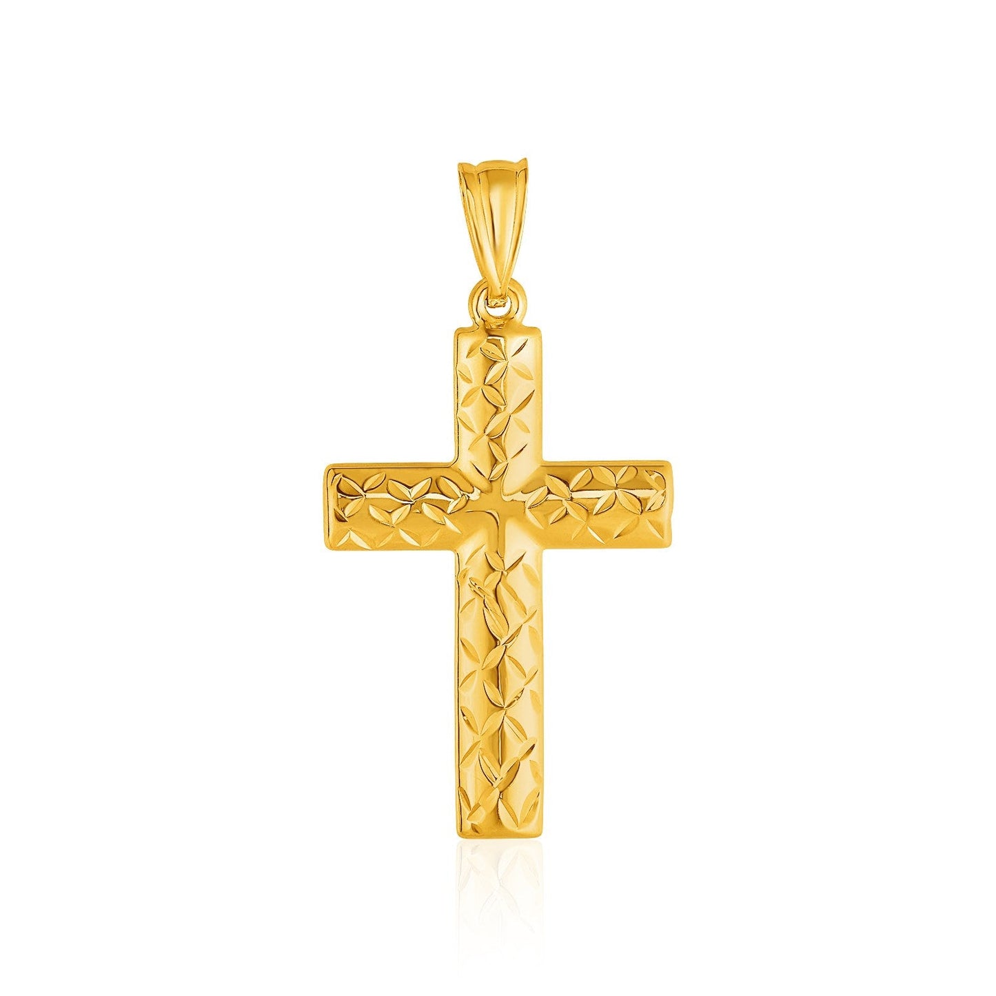 14k Yellow Gold Reversible Textured Cross Pendant - Alexandria Jewelry & Company Beverly Hills