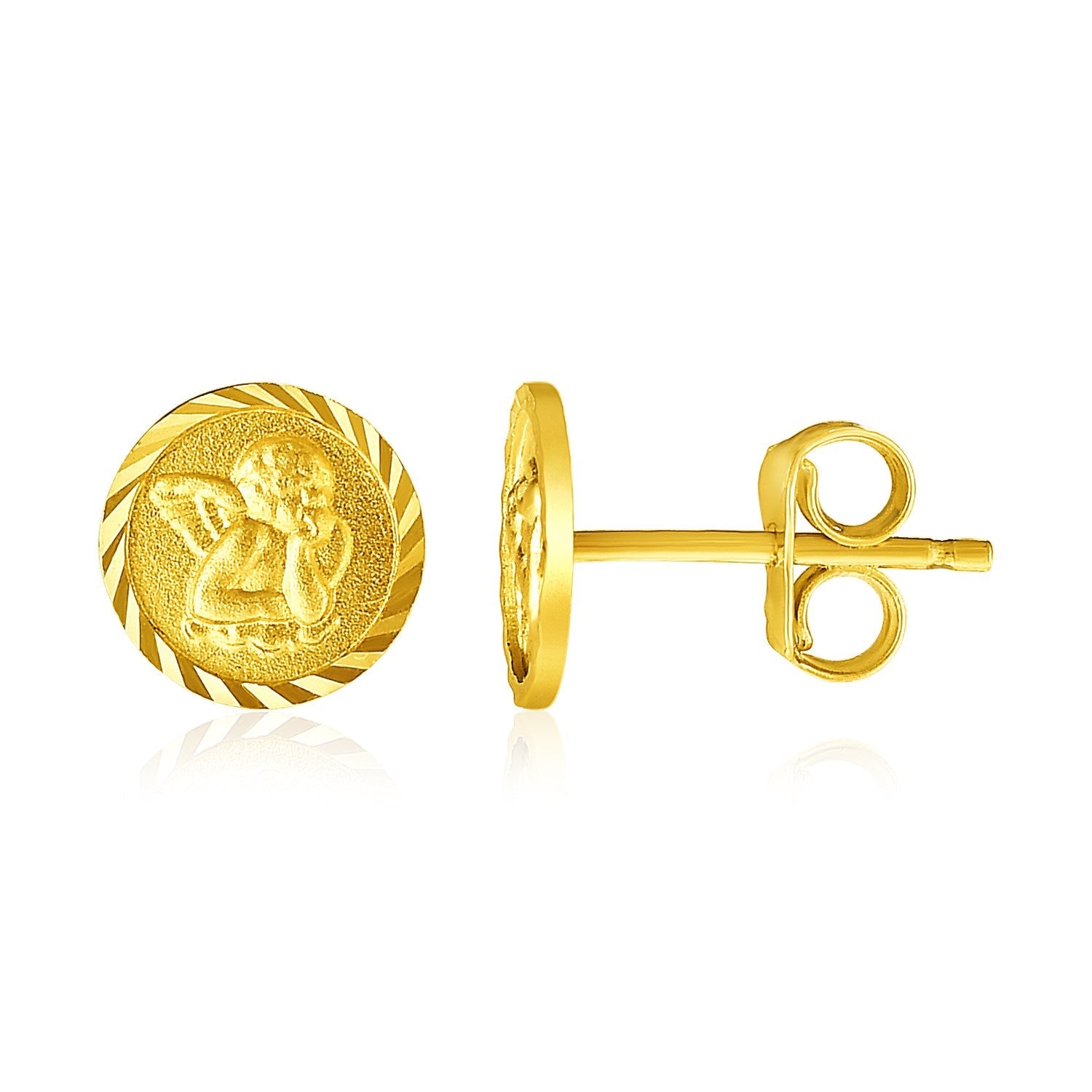 14k Yellow Gold Round Angel Post Earrings - Alexandria Jewelry & Company Beverly Hills