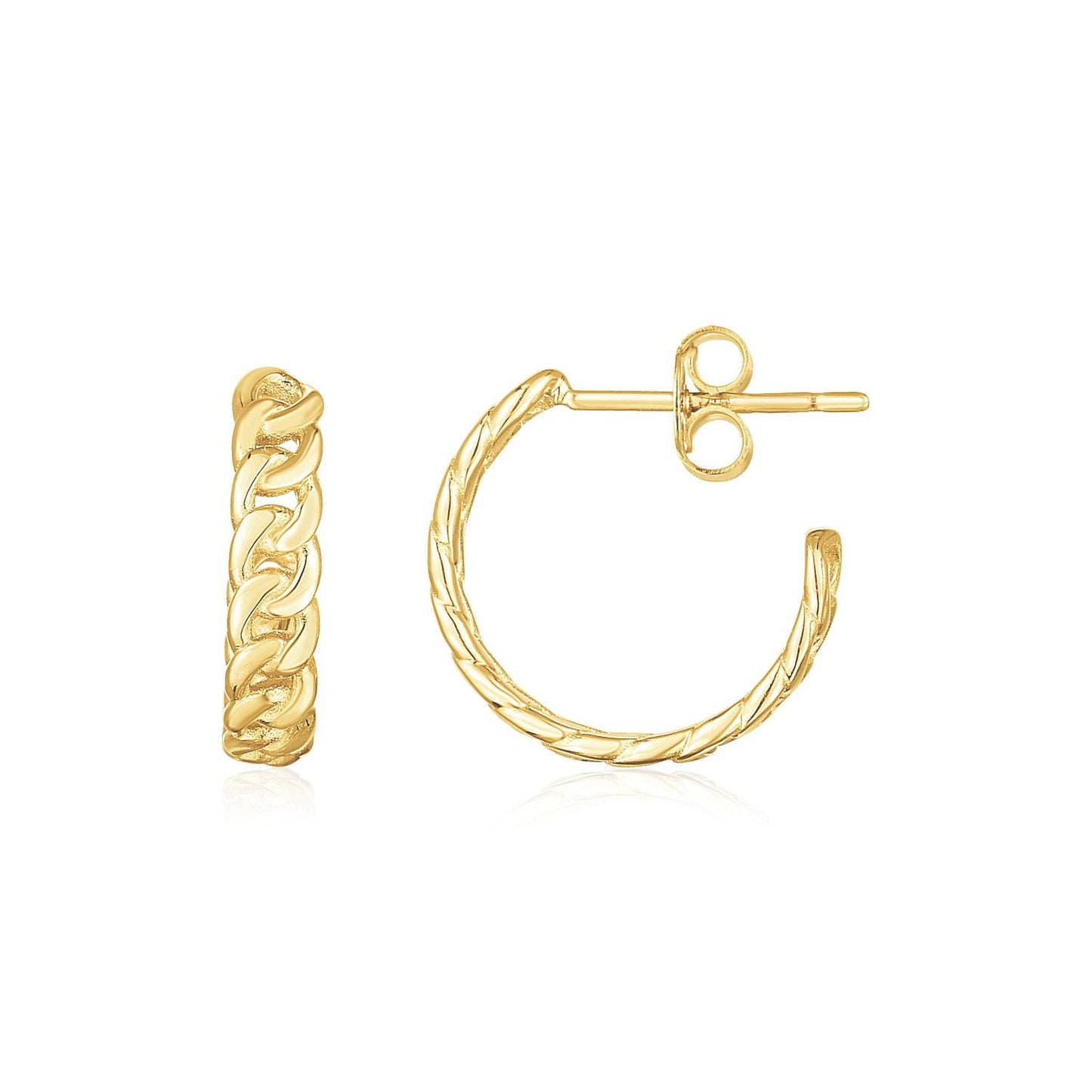 14K Yellow Gold Slender Curb Chain Hoop Earrings - Alexandria Jewelry & Company Beverly Hills