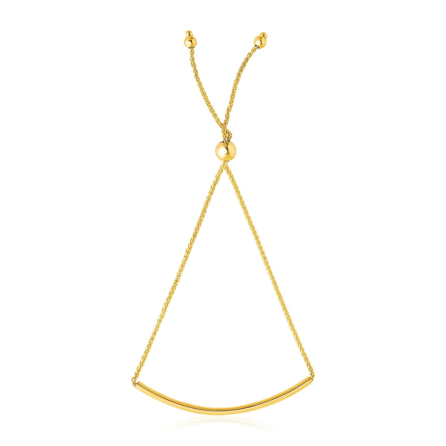 14k Yellow Gold Smooth Curved Bar Lariat Design Bracelet - Alexandria Jewelry & Company Beverly Hills