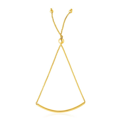 14k Yellow Gold Smooth Curved Bar Lariat Design Bracelet - Alexandria Jewelry & Company Beverly Hills