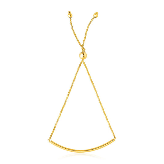 14k Yellow Gold Smooth Curved Bar Lariat Design Bracelet - Alexandria Jewelry & Company Beverly Hills