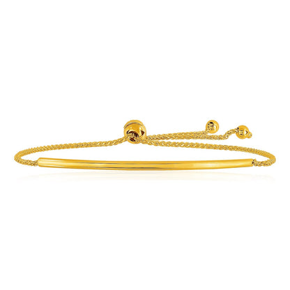 14k Yellow Gold Smooth Curved Bar Lariat Design Bracelet - Alexandria Jewelry & Company Beverly Hills