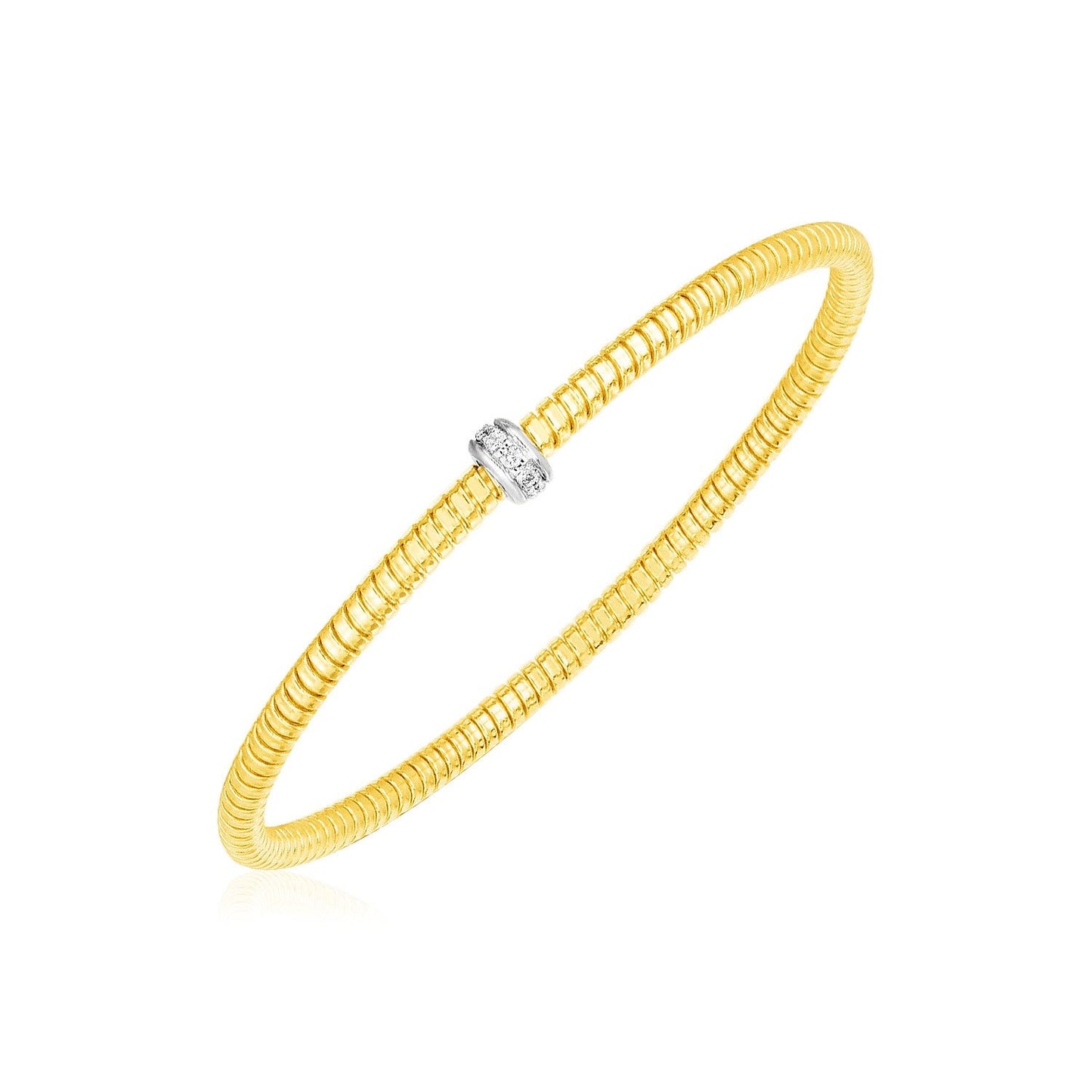 14k Yellow Gold Stretch Bangle with Diamonds - Alexandria Jewelry & Company Beverly Hills