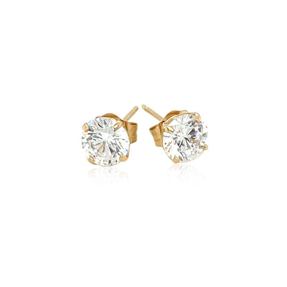 14k Yellow Gold Stud Earrings with White Hue Faceted Cubic Zirconia - Alexandria Jewelry & Company Beverly Hills