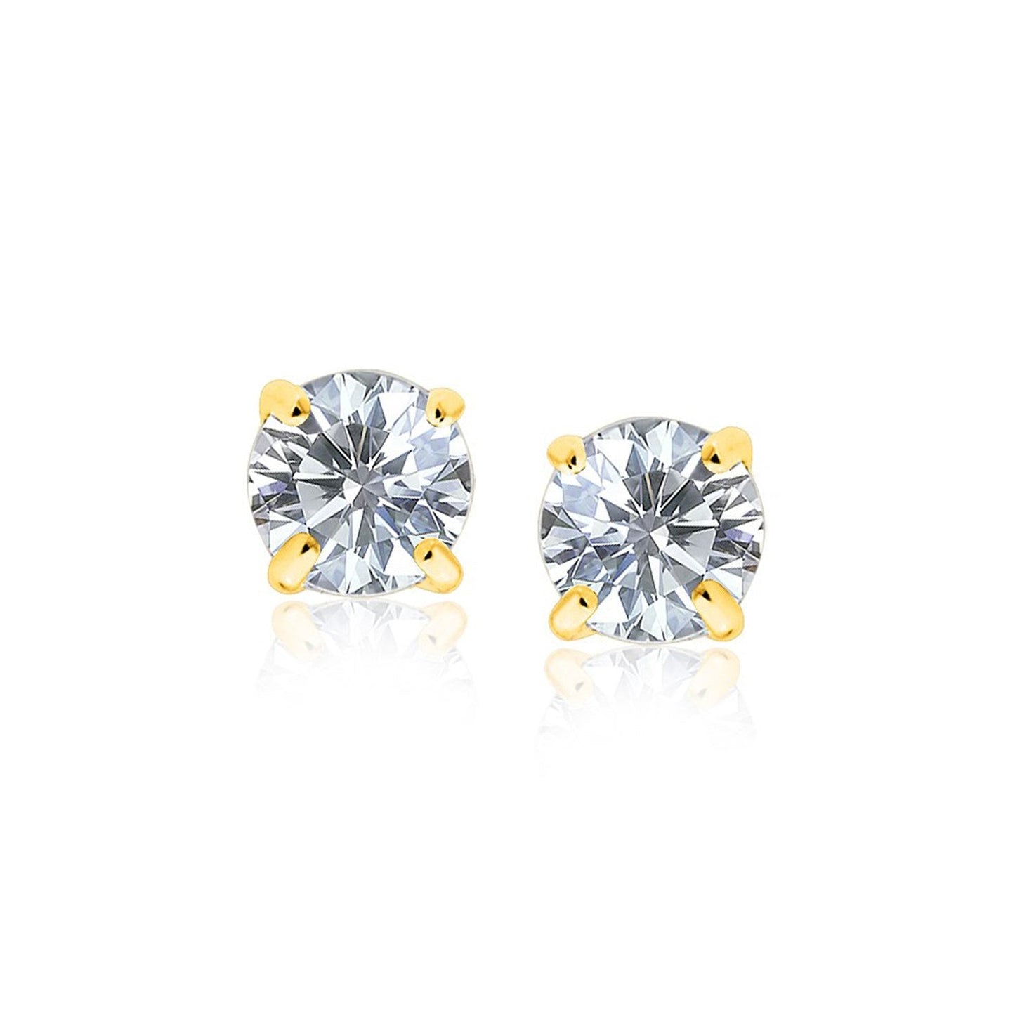 14k Yellow Gold Stud Earrings with White Hue Faceted Cubic Zirconia - Alexandria Jewelry & Company Beverly Hills