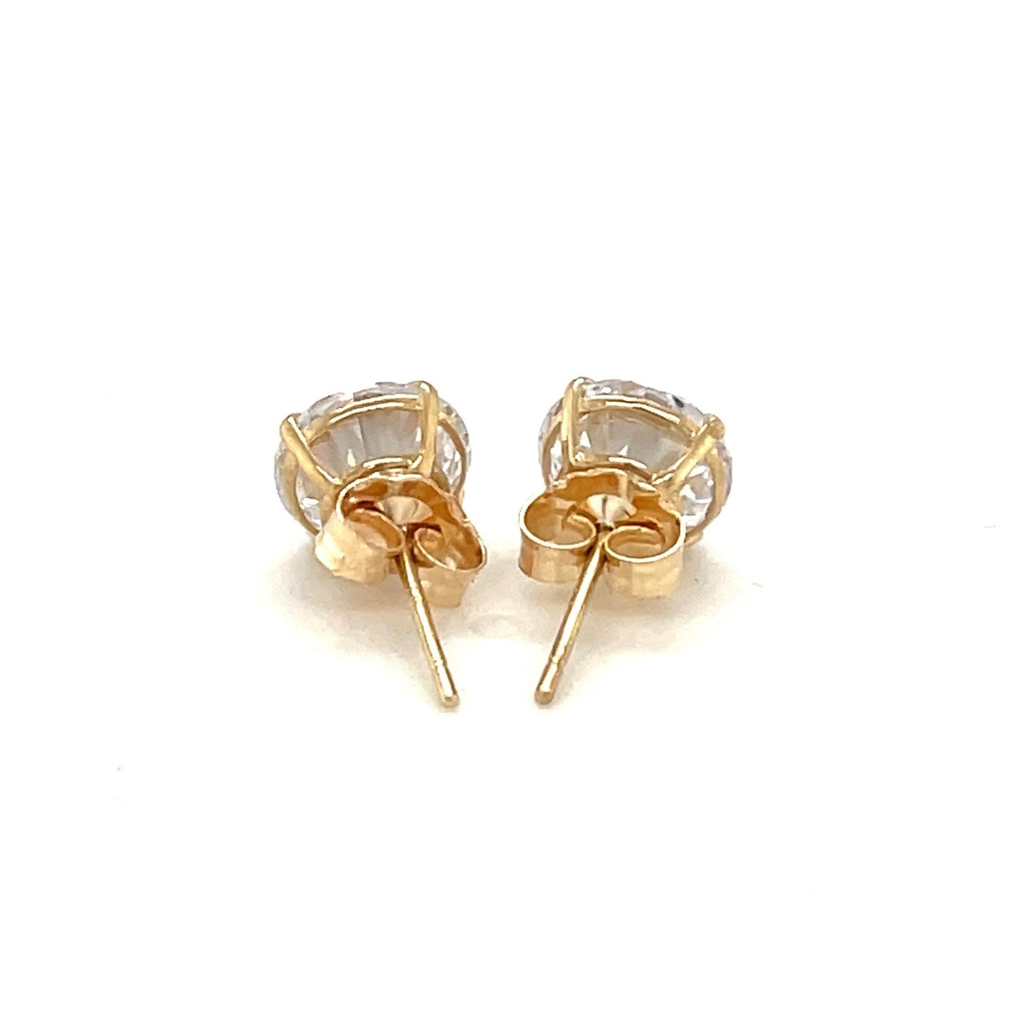 14k Yellow Gold Stud Earrings with White Hue Faceted Cubic Zirconia - Alexandria Jewelry & Company Beverly Hills