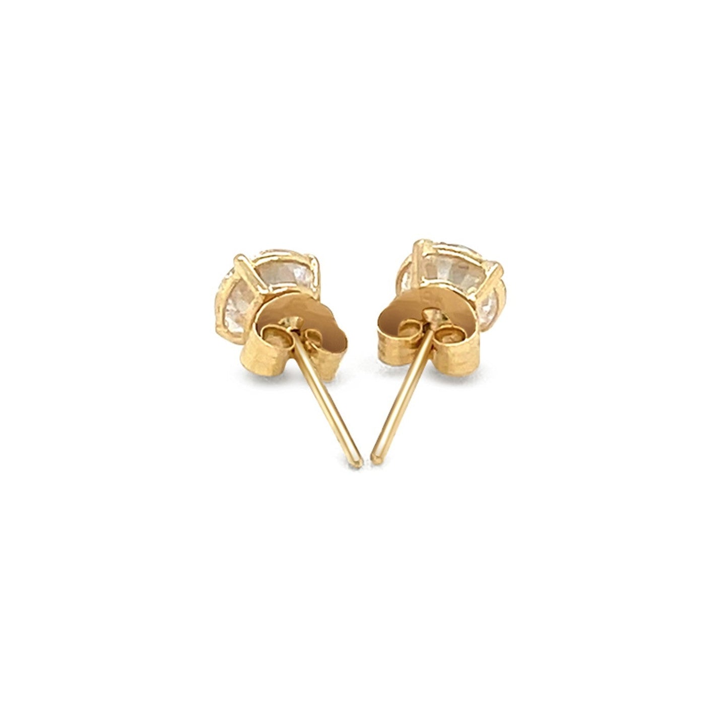 14k Yellow Gold Stud Earrings with White Hue Faceted Cubic Zirconia - Alexandria Jewelry & Company Beverly Hills