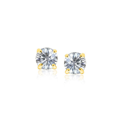 14k Yellow Gold Stud Earrings with White Hue Faceted Cubic Zirconia - Alexandria Jewelry & Company Beverly Hills