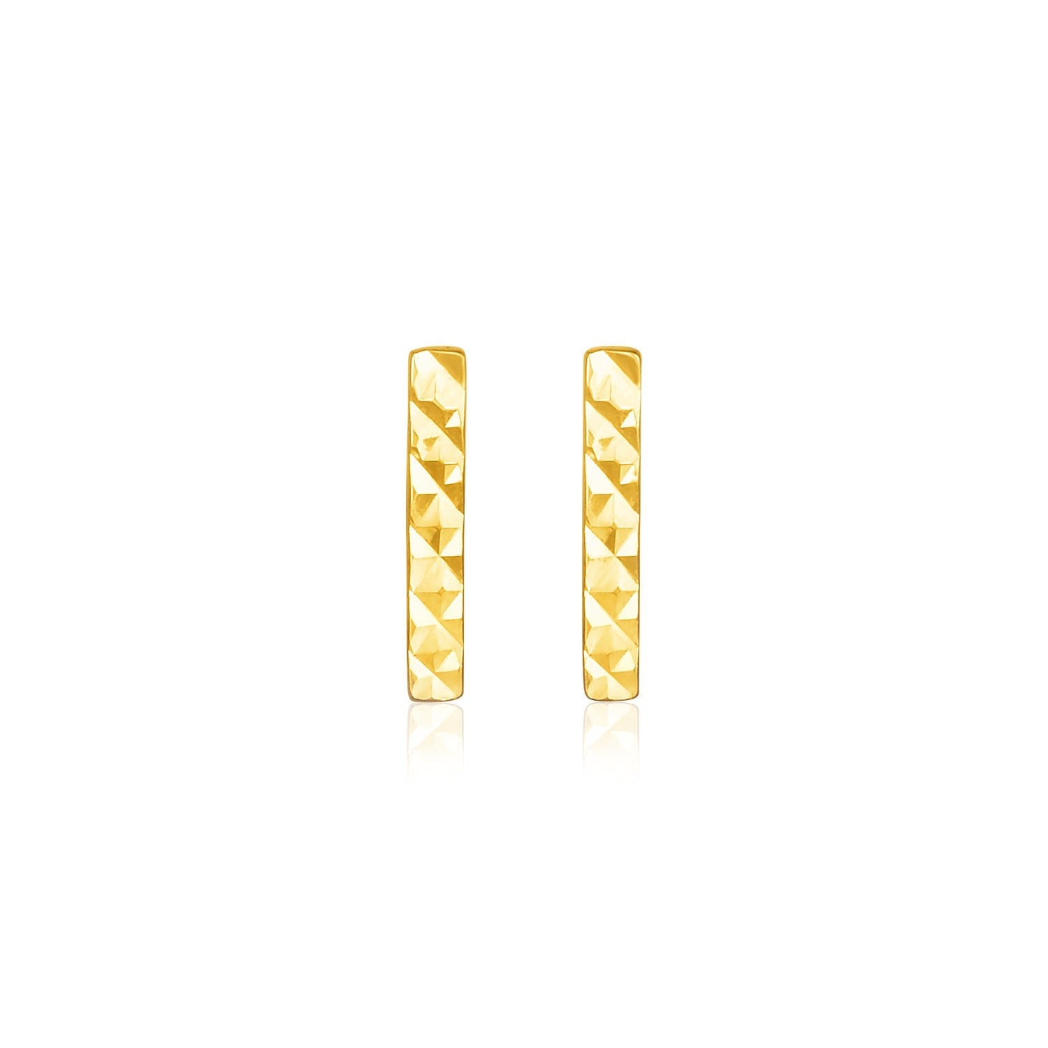 14k Yellow Gold Textured Bar Earrings - Alexandria Jewelry & Company Beverly Hills