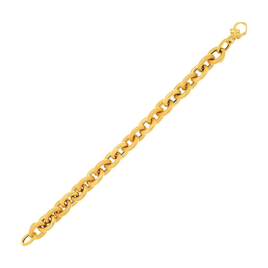 14k Yellow Gold Textured Cable Chain Style Bracelet - Alexandria Jewelry & Company Beverly Hills