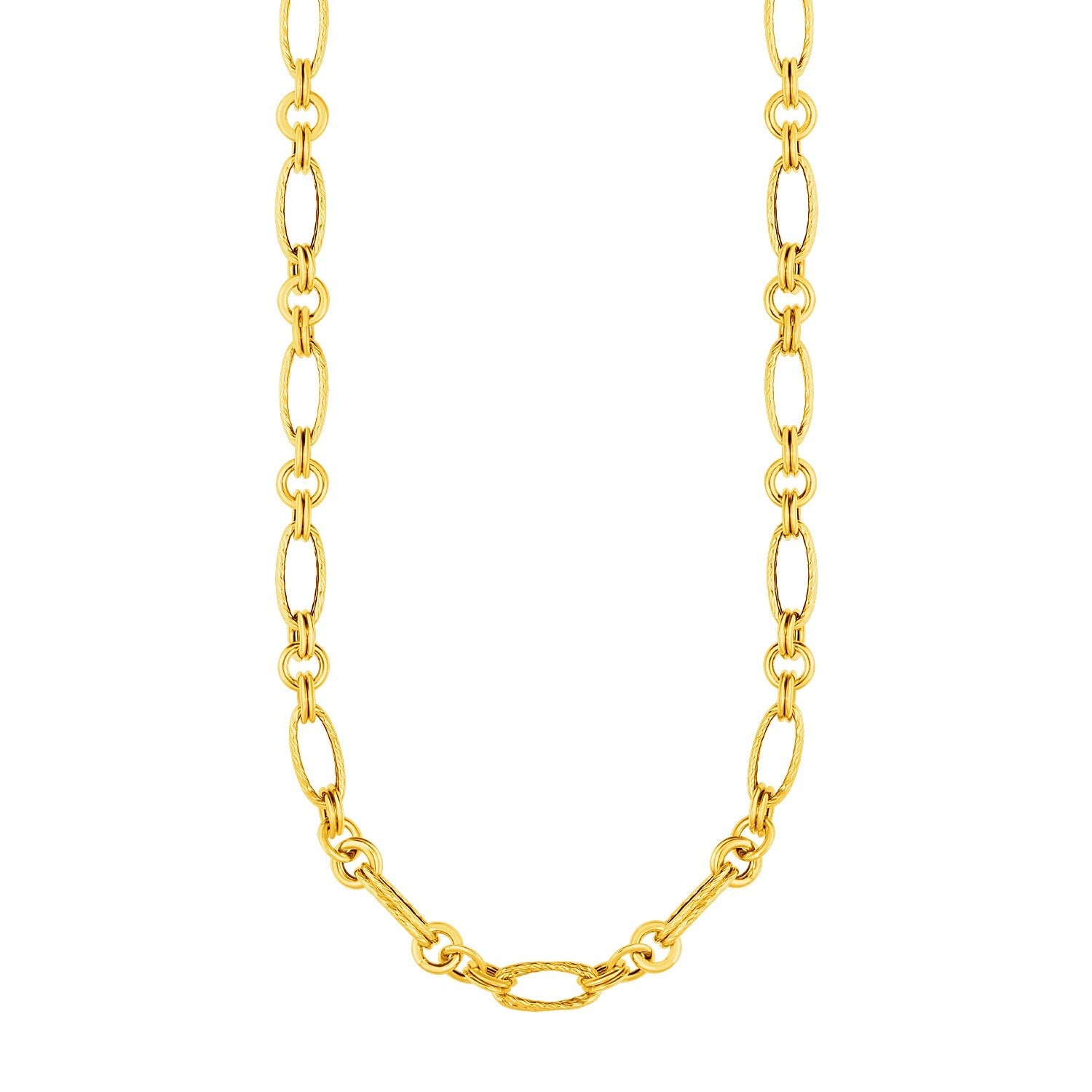 14k Yellow Gold Twisted and Polished Link Necklace - Alexandria Jewelry & Company Beverly Hills