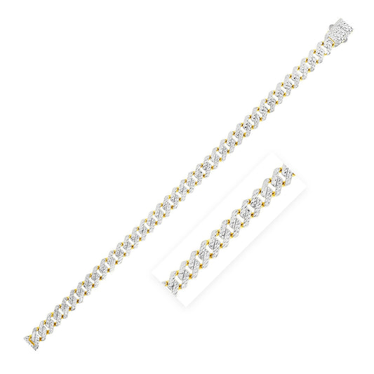 14k Yellow Gold White Pave High Polish Modern Lite Edge Chain (8.0mm) - Alexandria Jewelry & Company Beverly Hills