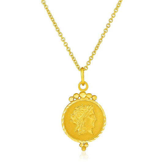 14k Yellow Gold with Round Roman Coin Pendant - Alexandria Jewelry & Company Beverly Hills