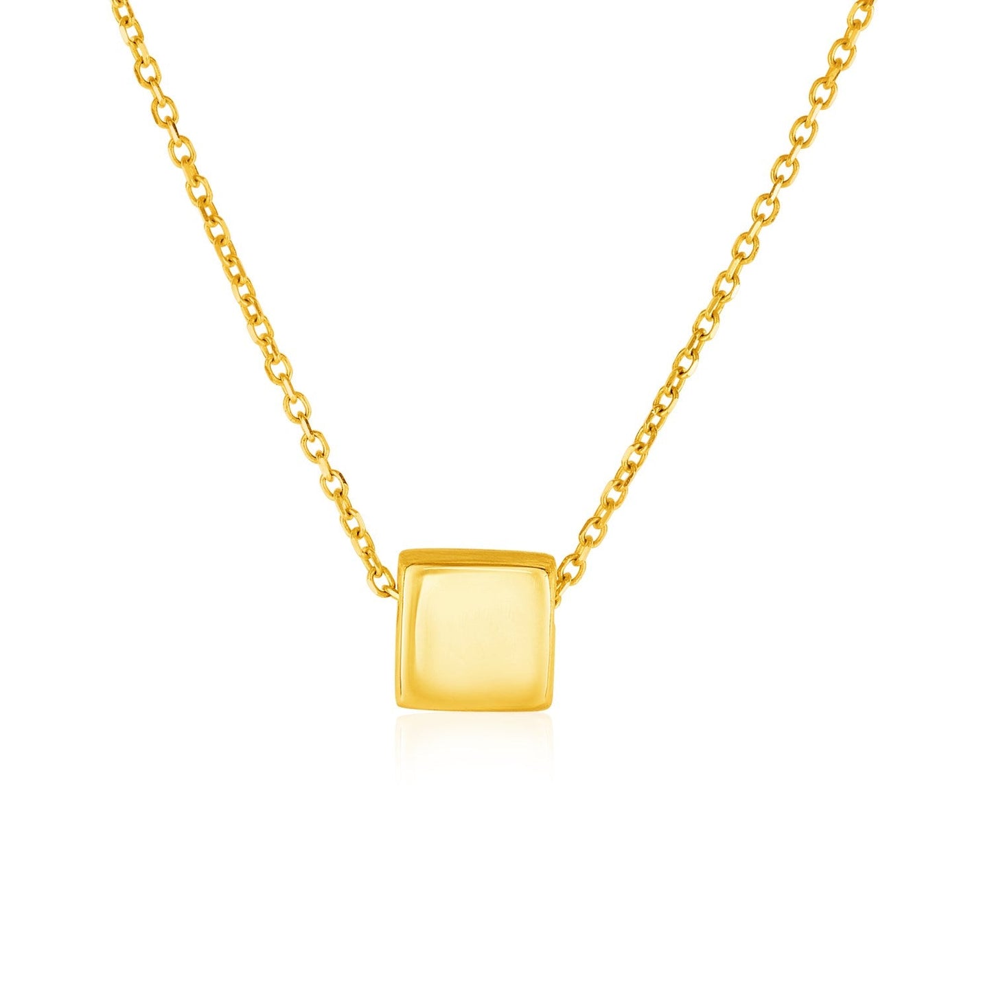 14k Yellow Gold with Shiny Square Pendant - Alexandria Jewelry & Company Beverly Hills