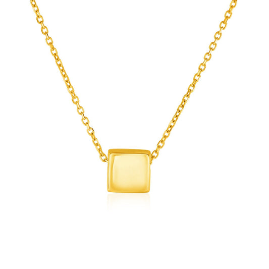 14k Yellow Gold with Shiny Square Pendant - Alexandria Jewelry & Company Beverly Hills