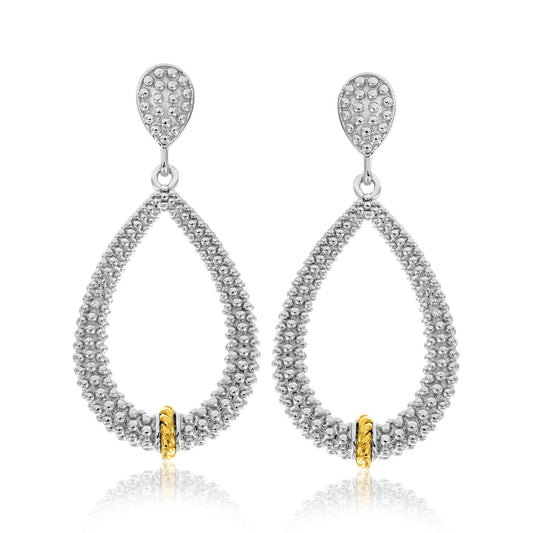 18k Yellow Gold & Sterling Silver Diamond Accented Graduated Popcorn Earrings - Alexandria Jewelry & Company Beverly Hills