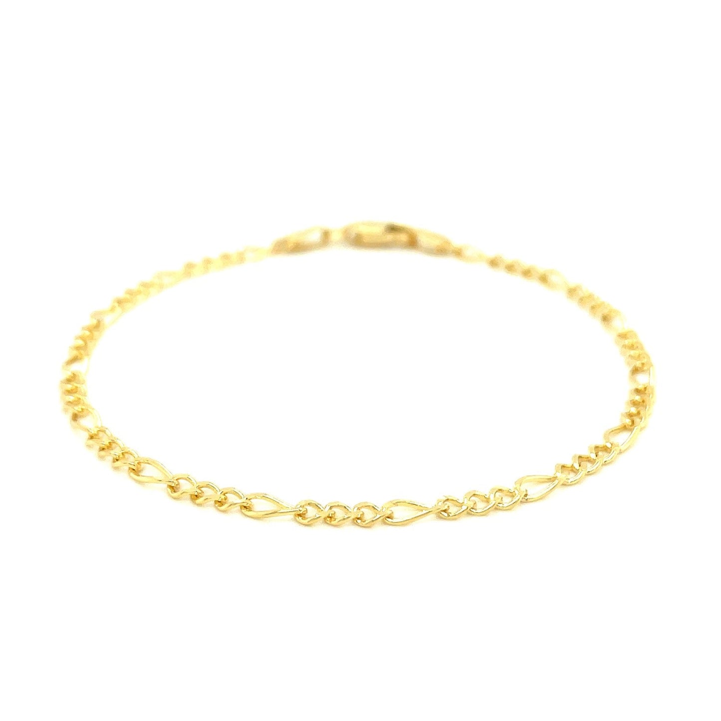 2.6mm 10k Yellow Gold Link Figaro Bracelet - Alexandria Jewelry & Company Beverly Hills