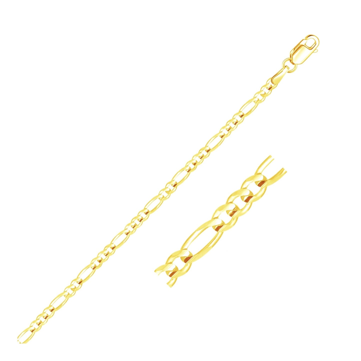 2.6mm 10k Yellow Gold Link Figaro Bracelet - Alexandria Jewelry & Company Beverly Hills