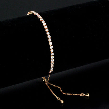 Rose Gold Brass Bracelet with AAA Grade CZ in Clear