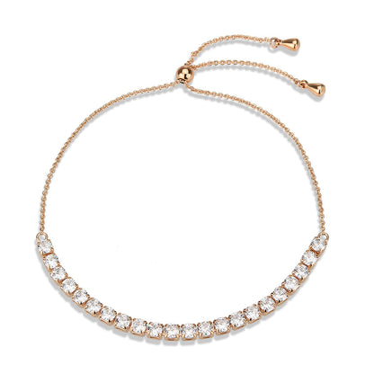 Rose Gold Brass Bracelet with AAA Grade CZ in Clear