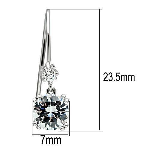 Stainless Steel Earrings with AAA Grade CZ  in Clear