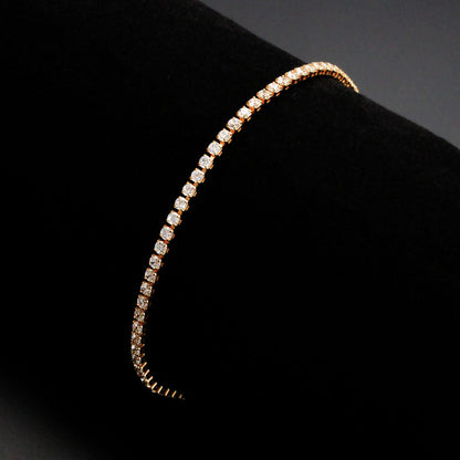 Rose Gold Brass Bracelet with AAA Grade CZ in Clear