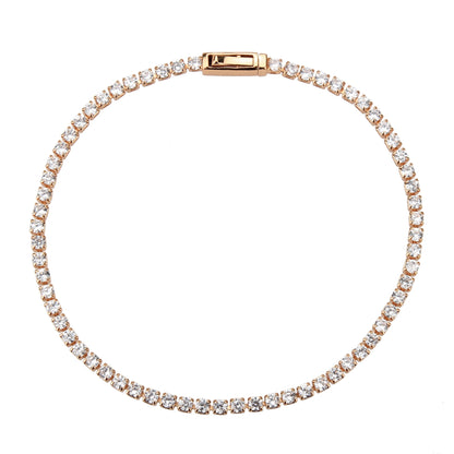 Rose Gold Brass Bracelet with AAA Grade CZ in Clear