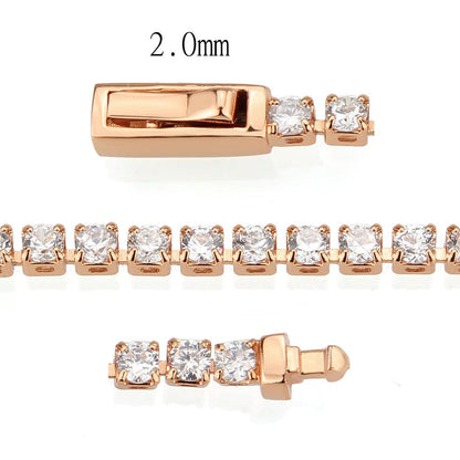 Rose Gold Brass Bracelet with AAA Grade CZ in Clear