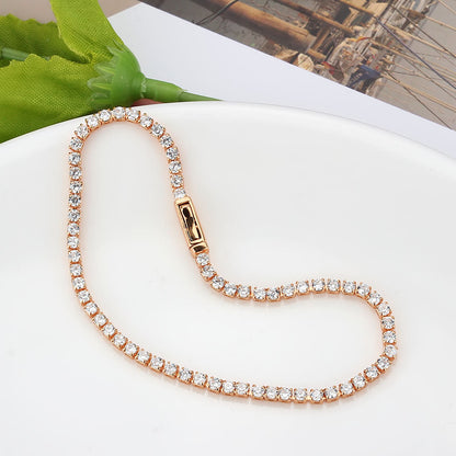 Rose Gold Brass Bracelet with AAA Grade CZ in Clear