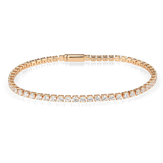 Rose Gold Brass Bracelet with AAA Grade CZ in Clear