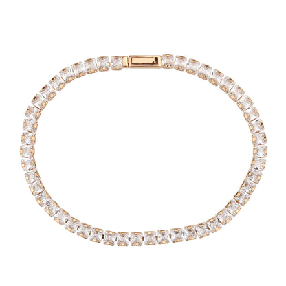 Rose Gold Brass Bracelet with AAA Grade CZ in Clear