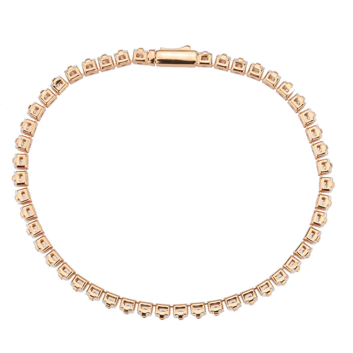 Rose Gold Brass Bracelet with AAA Grade CZ in Clear