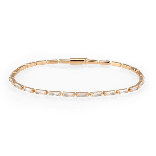 Rose Gold Brass Bracelet with AAA Grade CZ in Clear