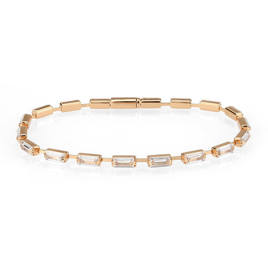 Rose Gold Brass Bracelet with AAA Grade CZ in Clear