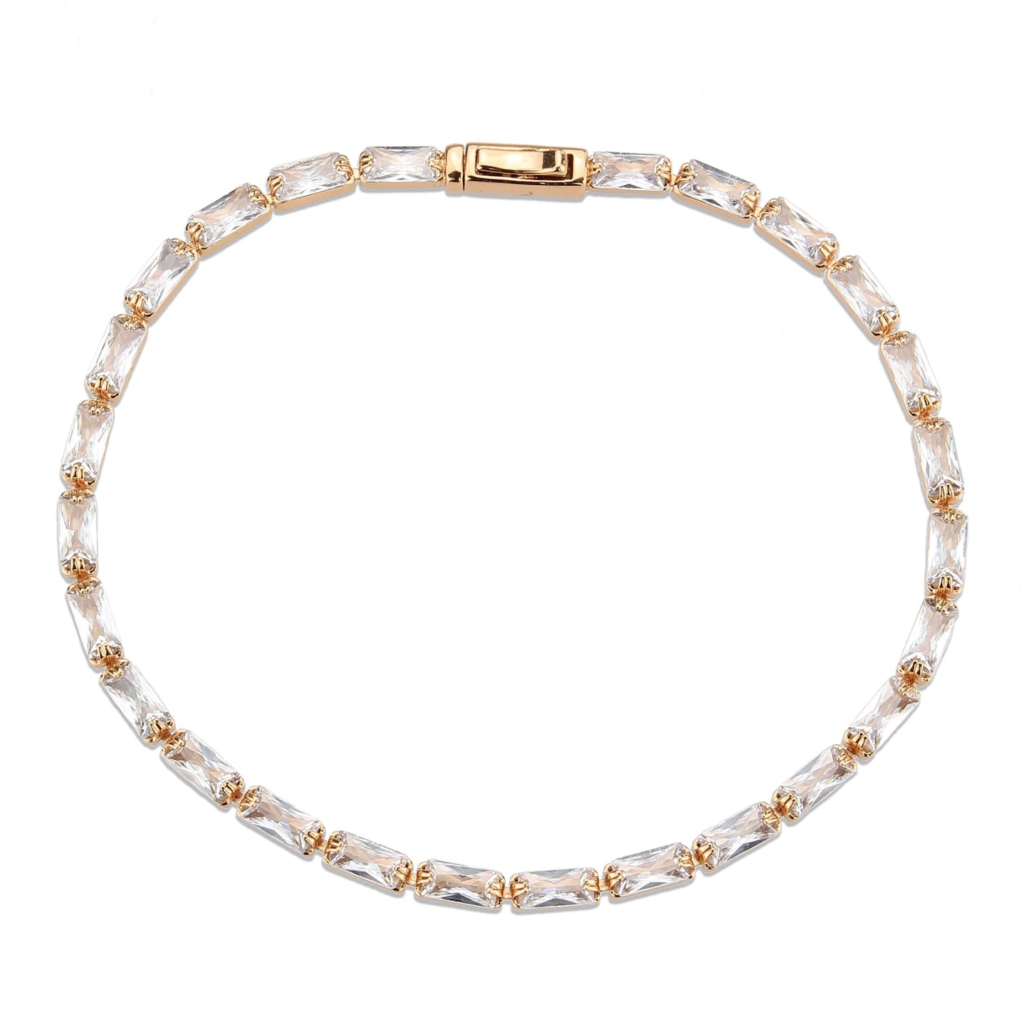 Rose Gold Brass Bracelet with AAA Grade CZ in Clear