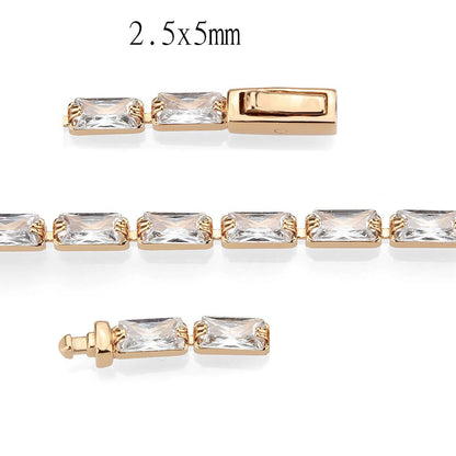 Rose Gold Brass Bracelet with AAA Grade CZ in Clear