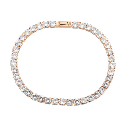 Rose Gold Brass Bracelet with AAA Grade CZ in Clear