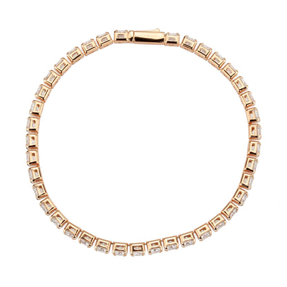 Rose Gold Brass Bracelet with AAA Grade CZ in Clear