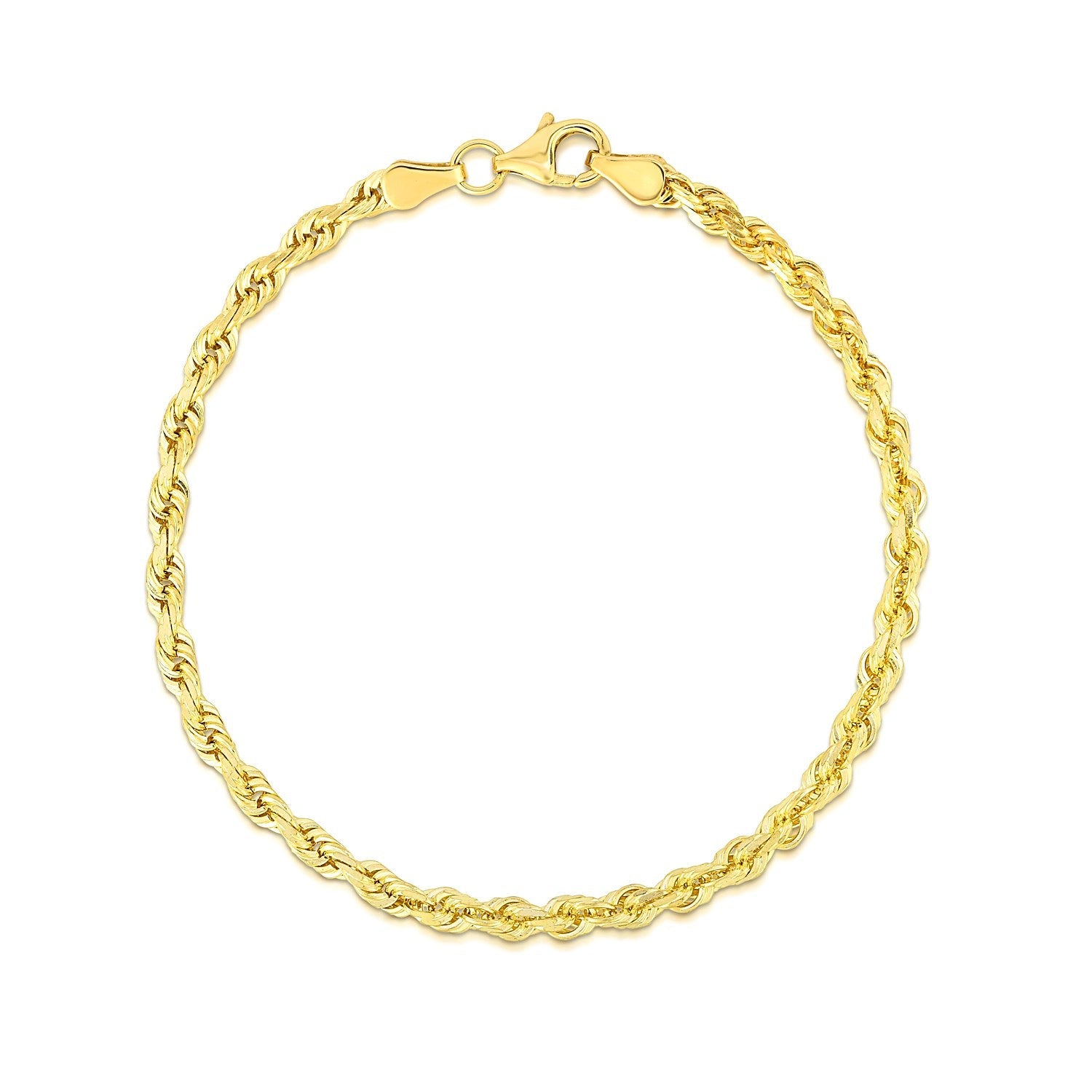 4.0mm 10k Yellow Gold Solid Diamond Cut Rope Bracelet - Alexandria Jewelry & Company Beverly Hills