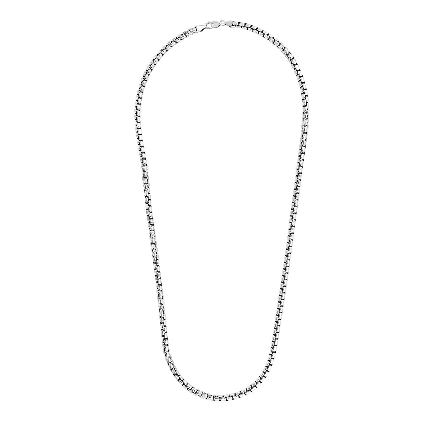 5.2mm Sterling Silver Rhodium Plated Round Box Chain - Alexandria Jewelry & Company Beverly Hills