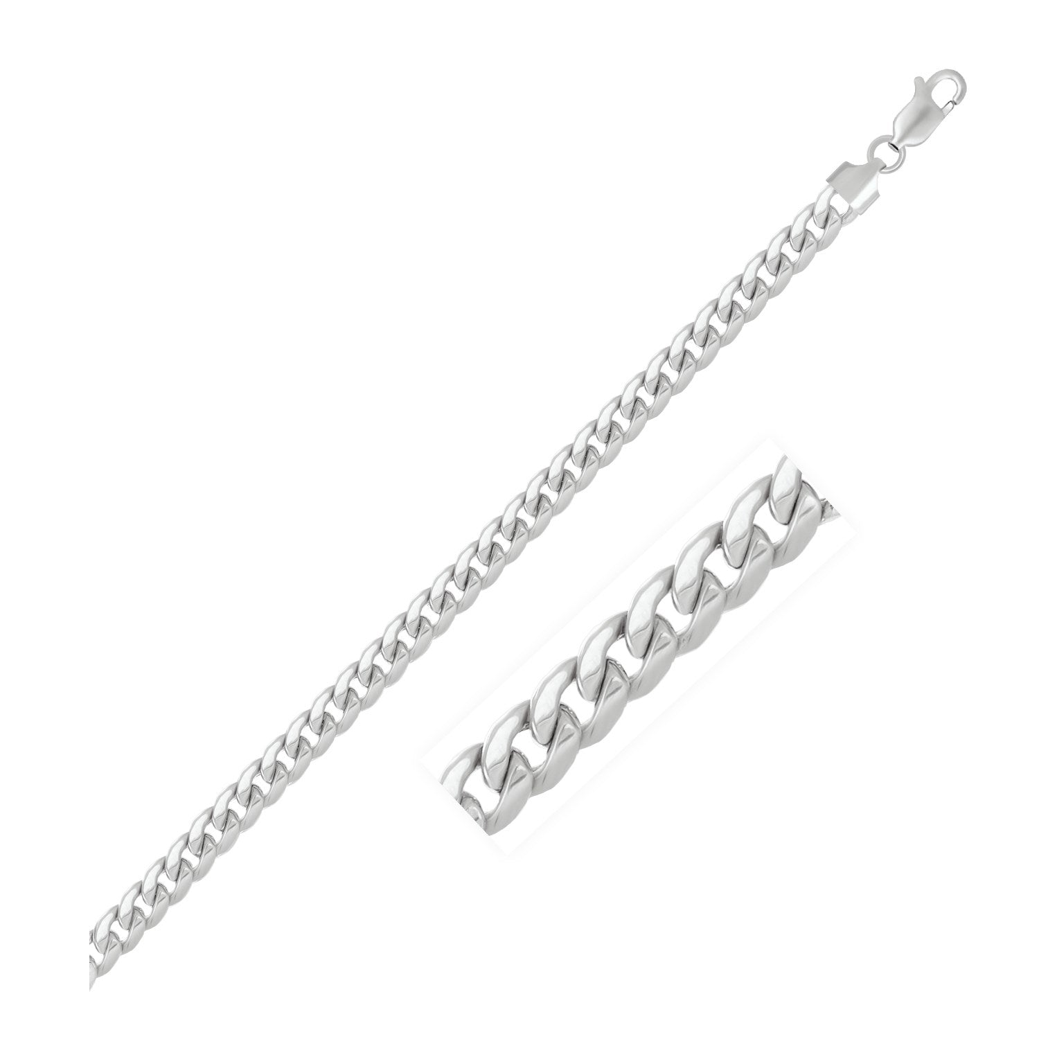 5.5mm 14k White Gold Miami Cuban Semi Solid Bracelet - Alexandria Jewelry & Company Beverly Hills