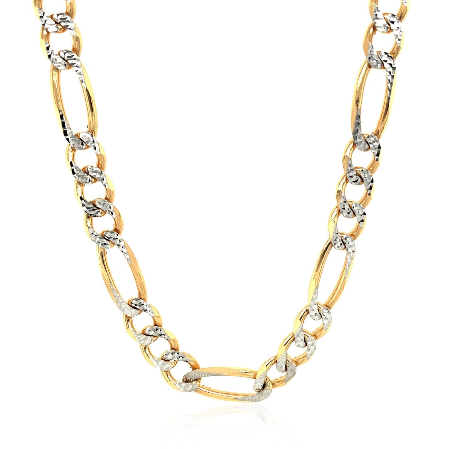 7.0mm 14K Yellow Gold Solid Pave Figaro Chain - Alexandria Jewelry & Company Beverly Hills